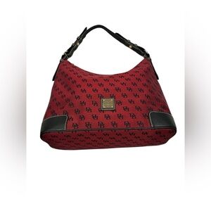 Dooney Bourke Signature Erica Hobo Bag Monogram Logo Burgundy Black Leather NWOT